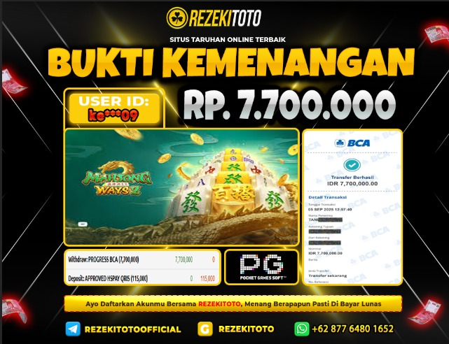 BUKTI KEMENANGAN 5 SEPTEMBER 2025 MAHJONG WAYS 2 7 JUTA 
