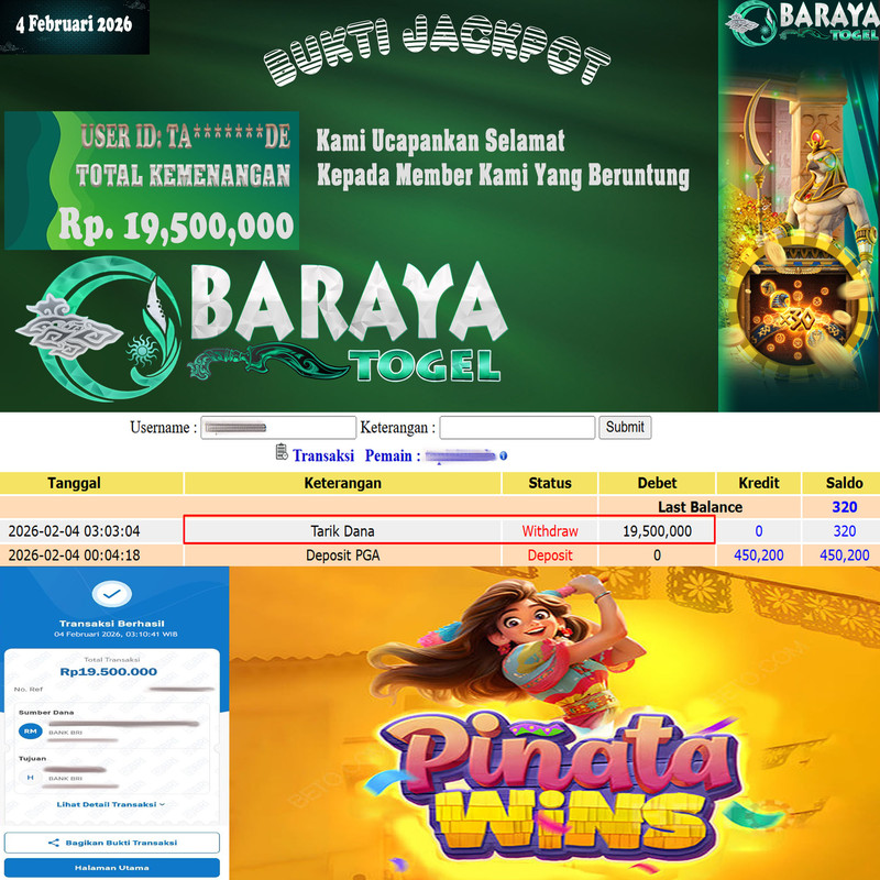 Rp. 19.500.000.- WD LUNAS DI BARAYATOGEL