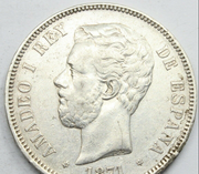 5 pesetas 1871 (*18-71). Amadeo I Captura