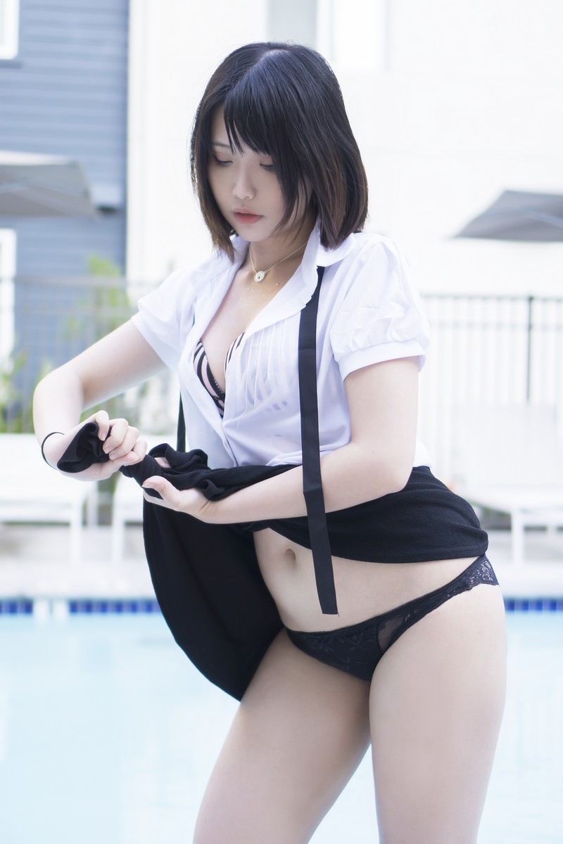Hana Bunny 湿身衬衫写真｜Wet Shirt Casual 高清图片合集[9P-49.6M]插图6
