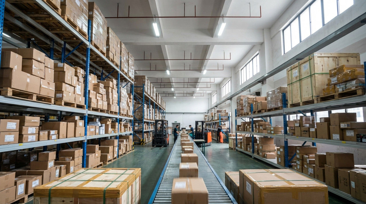 Склад карго-доставки в Китае с упакованными посылками