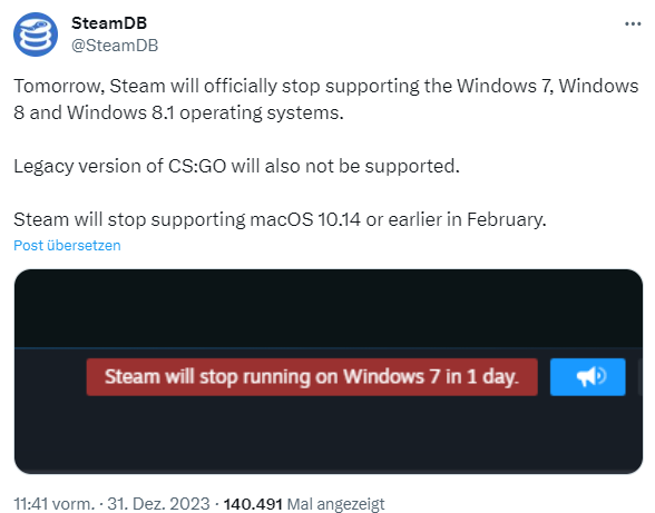 Steam Support for Windows 7, 8.0, 8.1