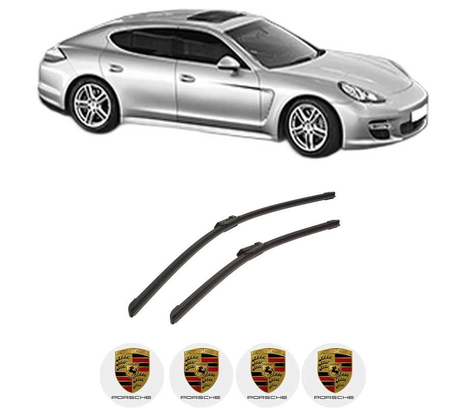 Set stergatoare auto PORSCHE PANAMERA (970) din 2012-2016, pentru parbriz auto, 2 bucati, Bosch Aerotwin, din cauciuc siliconat rezistent, 4 Stickere Auto PORSCHE