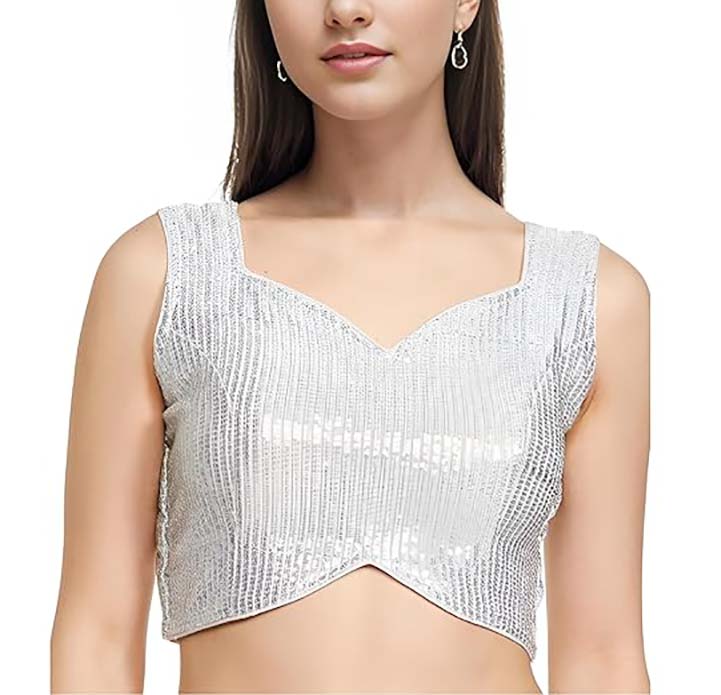 Women Georgette Blouse Sequin Work Full Sticth Sari Blouse Traditional Partywear - Picture 23 of 34