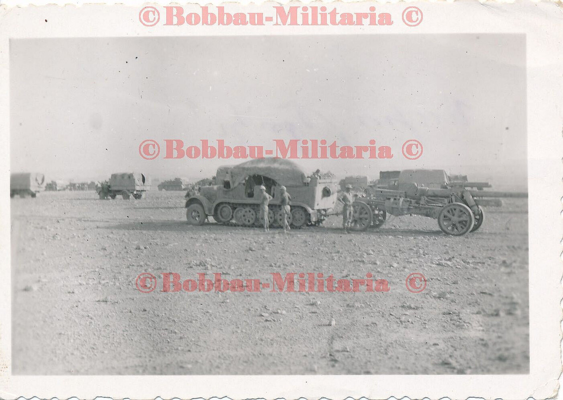 Afrika Tobruk Bir Hakeim SdKfz Halbkette mit 21cm Kanone Artilleriegeschütz