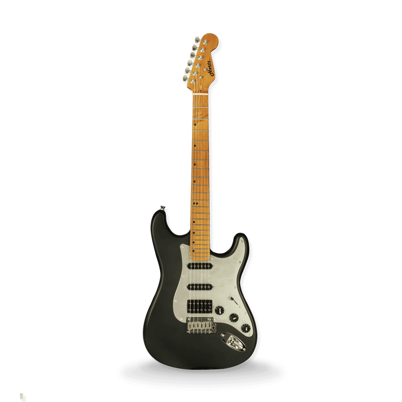 Hertz HZ STMP-X (Black Finish) SuperStrat Electric Guitar, Okoume Body, Canadian Maple Neck, Indian Rosewood Fingerboard, 22 Frets, 5-Way Pickup Selector, Coil-Tap.