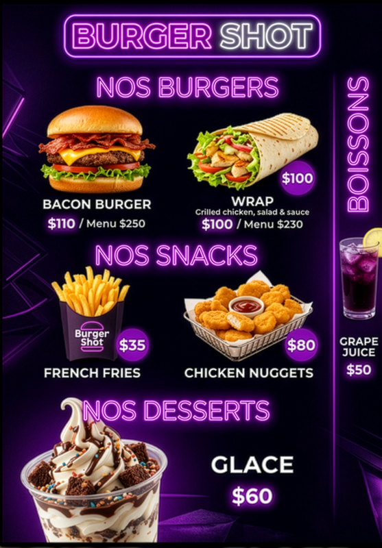Burger Shot Menu