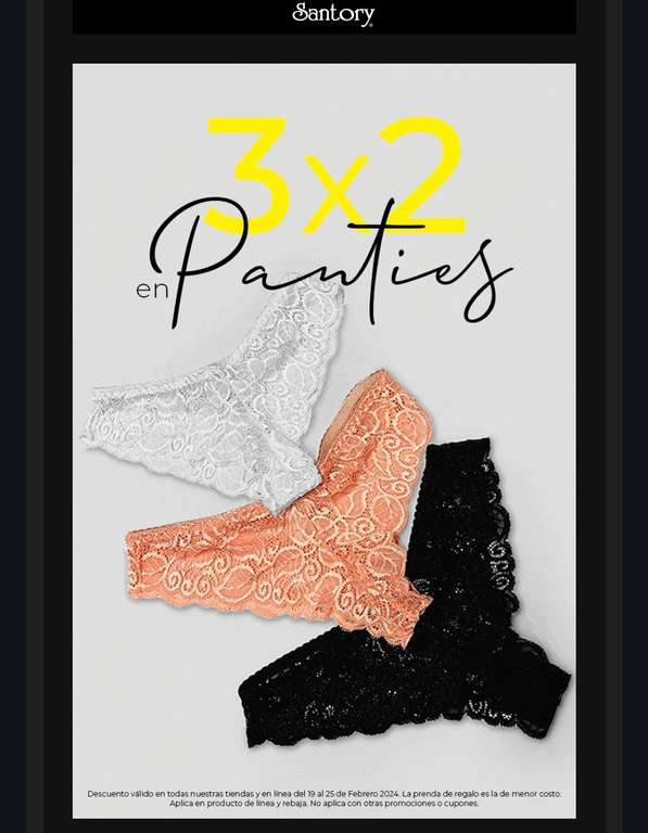 Santory: ¡PANTIES al 3x2! Pa' la damita promodescuentera 
