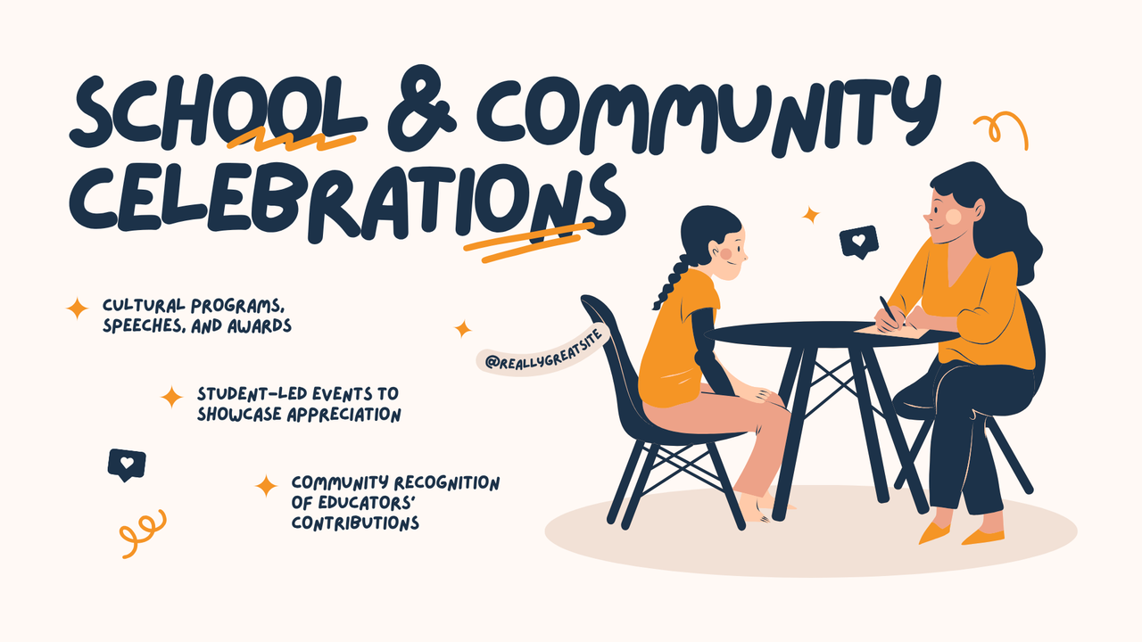 Blue Orange and Cream Illustrated Teacher's Day Presentation