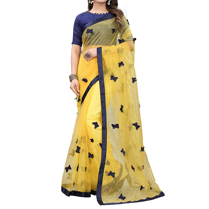 Women's Embroidered Fashionable Butterfly Pattern Saree Top Bolywood Readywear - Picture 28 of 33