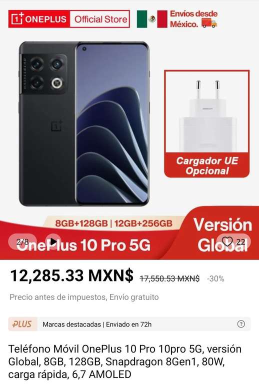 AliExpress: One Plus 10 Pro 12y 256gb 
