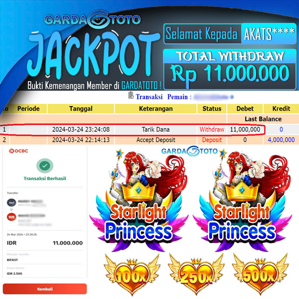JACKPOT SLOT  LAGI GACOR MAIN DI SLOT STARLIGHT PRINCESS  WD Rp 11.000.000,- DIBAYAR LUNAS