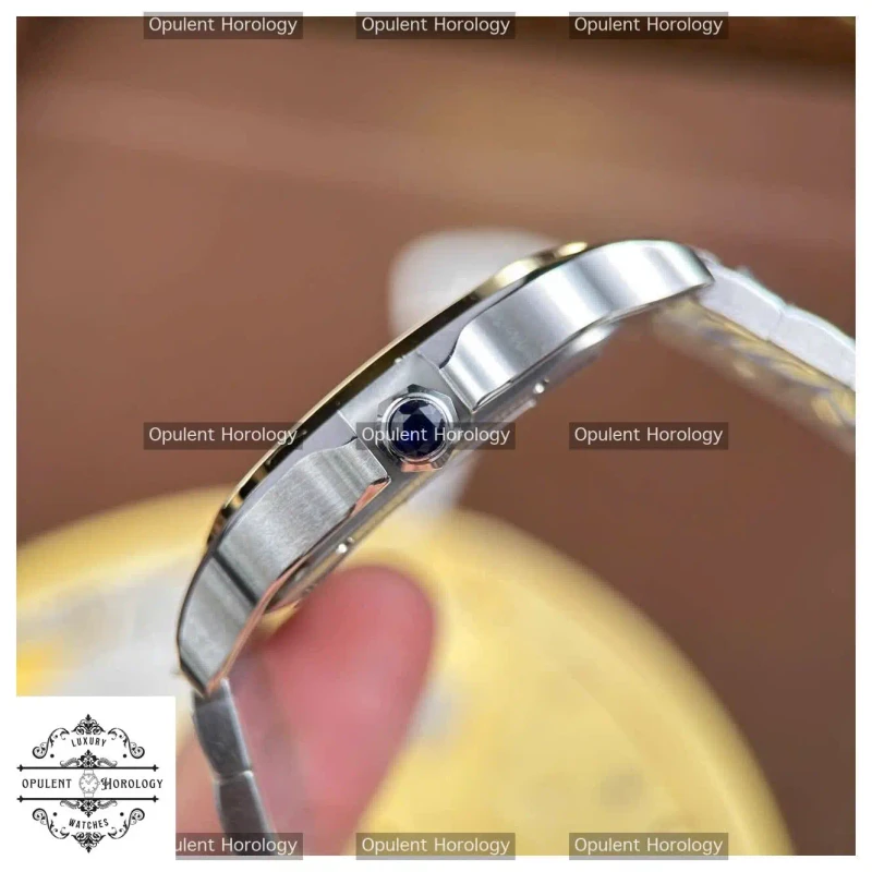 Cartier Santos Skeleton Replica Watch | 39.8mm Two-Tone Yellow Gold Bezel Metal Bracelet