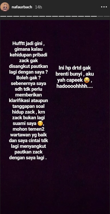 insta story Nafa Urbach