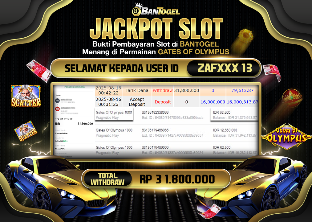 BUKTI JACKPOT LUNAS BANTOGEL