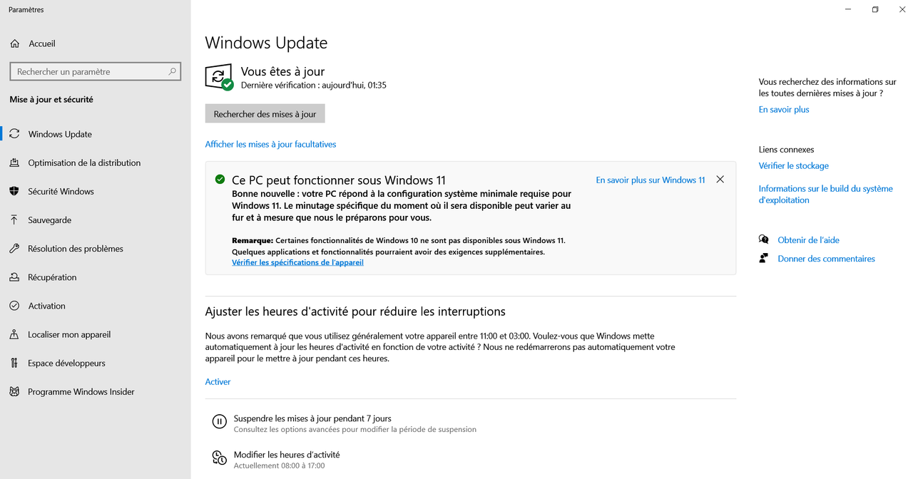 09 OCTOBRE 2021 CE PC PEUT FONCTIONNER SOUS WINDOWS 11