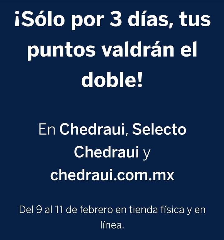 BBVA: Puntos valen el doble en Chedraui, Selecto Chedraui y en línea 

