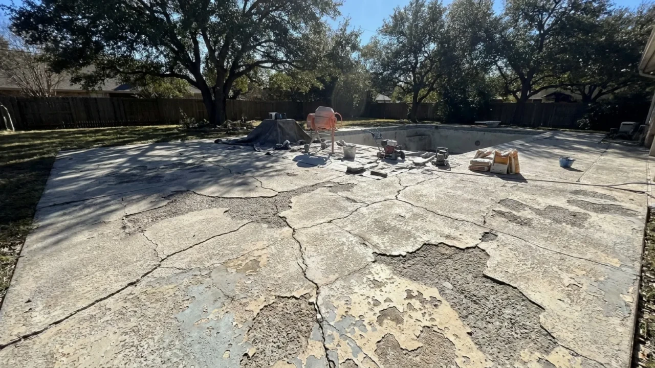 Pool deck repair cost factors San Antonio TX surface condition access difficulty