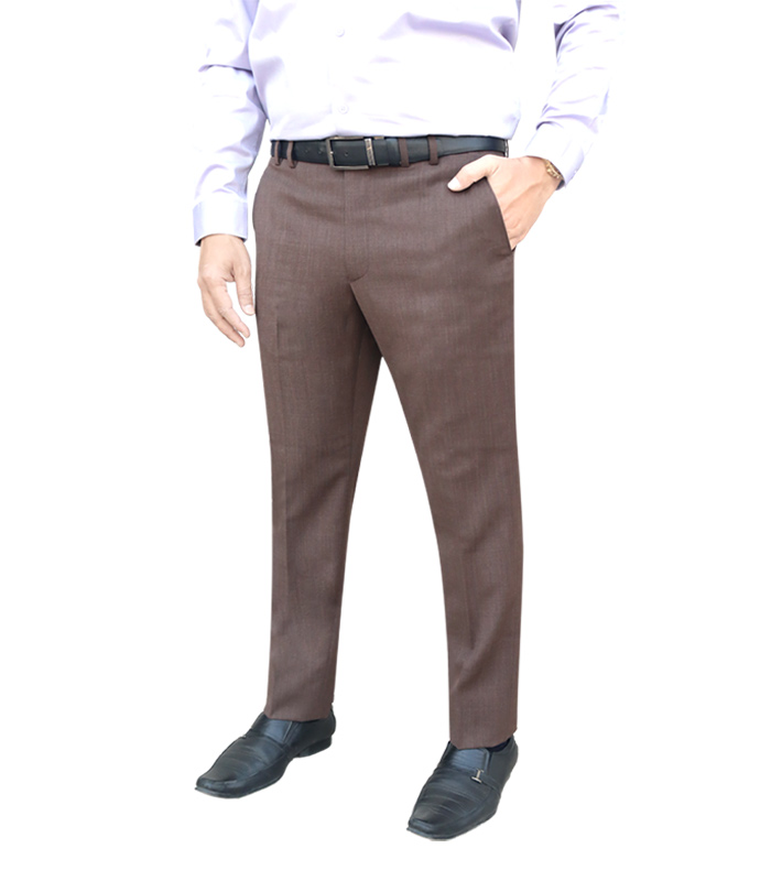 Men’s Formal Trouser Slim Fit Plain Front Cross Pocket Color: 68 ( Chocolate)