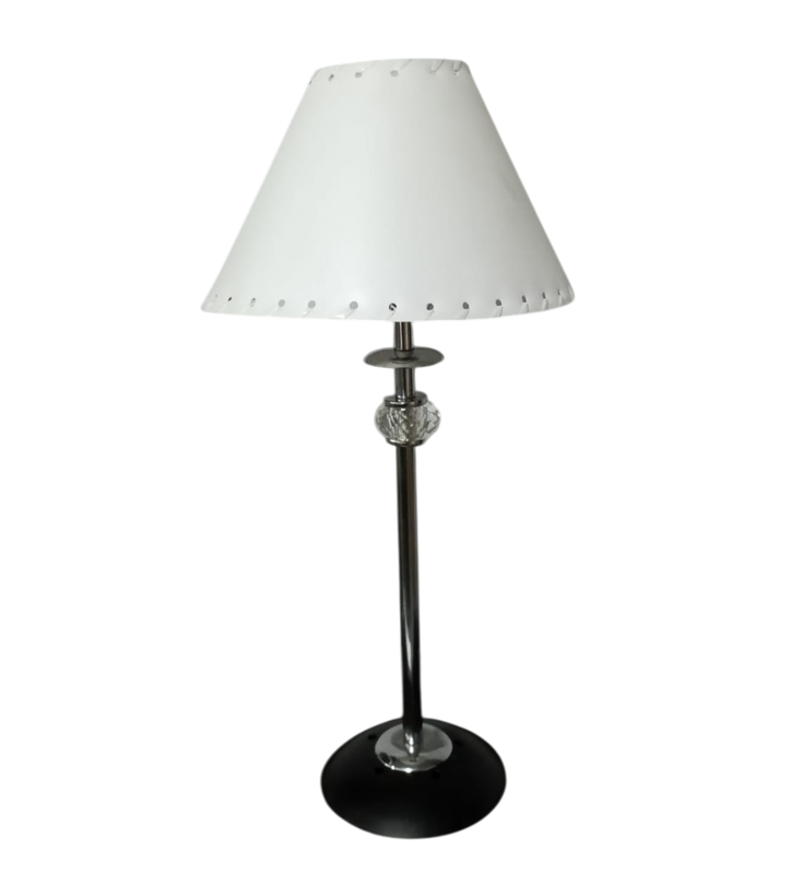 Velador de vidrio/metal con pantalla