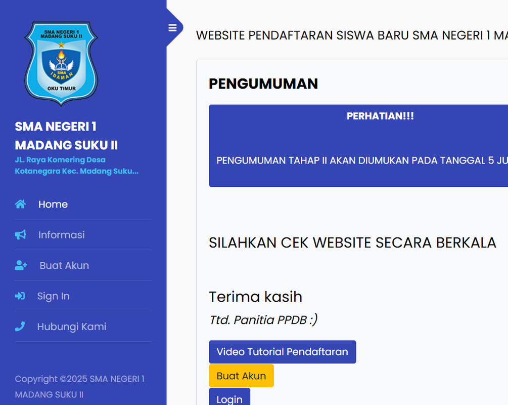 BOKEP TOBRUT MONTOK: WEBSITE PENDAFTARAN SISWA BARU SMA NEGERI 1 MADANG SUKU II