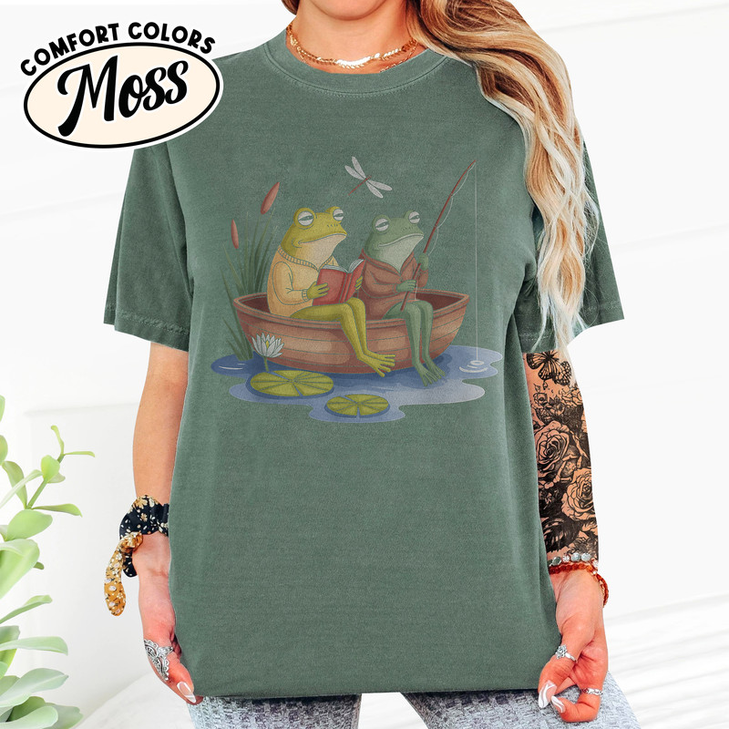 B0DZJXBGB6 Book Shirt Frog Toad Fishing Vintage Book Frog T Shirt MK11