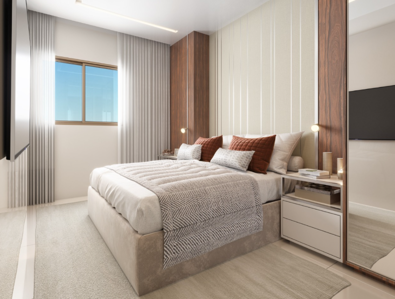 Suíte master decorada no Parador Madri, Boa Viagem