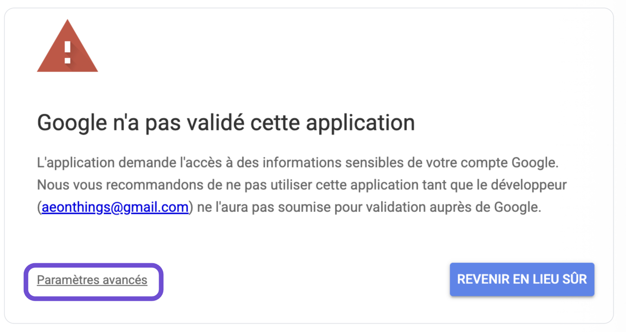 Validation Google