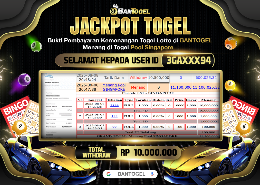 BUKTI JACKPOT LUNAS BANTOGEL