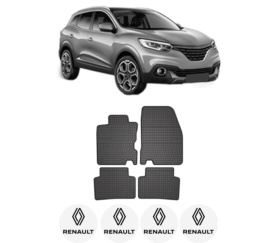 Set covorase presuri RENAULT KADJAR (HA_, HL_) din 2015-2021, auto, din cauciuc thermoplastic, 4 Stickere auto cu RENAULT