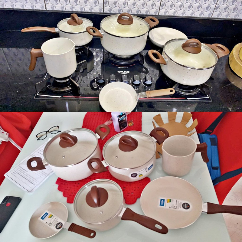 Brinox, Conjunto Panelas, 6Pcs Ceramic Life Smart Plus, Vanilla Brinox, Conjunto Panelas, 6Pcs Ceramic Life Smart Plus, Vanilla