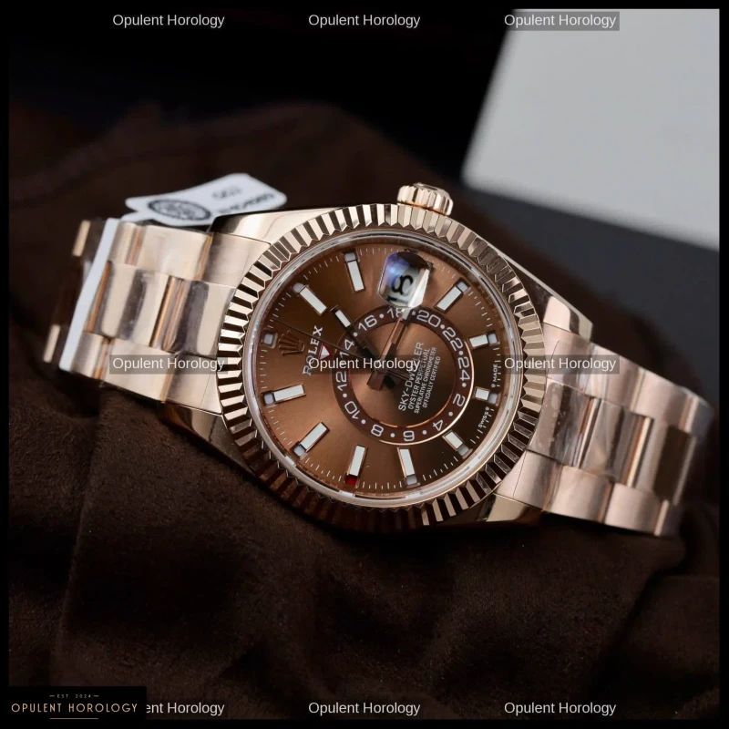 Rolex Sky-Dweller Real Gold Plated Chocolate Dial 42mm - Super Clone