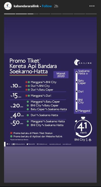 Promo tiket kereta bandara Soekarno-Hatta Maret 2020.