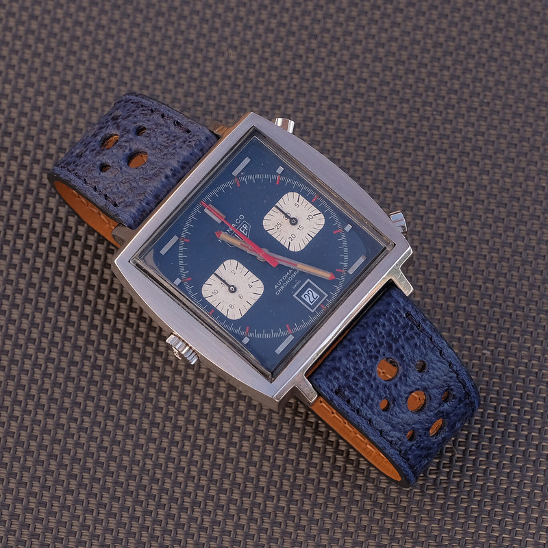 Feu de TAG & Heuer PIG-SKIN-BLUE-HEUER-MONACO-1133