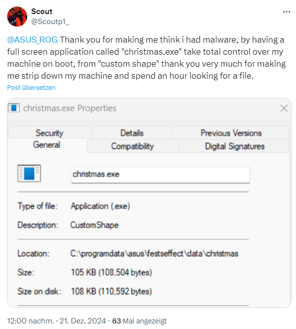 ASUS christmas.exe surprise