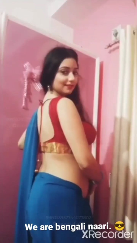 Rupsa Sexy Boobs and Navel in red bra and blue saree.mp4_snapshot_00.00.283