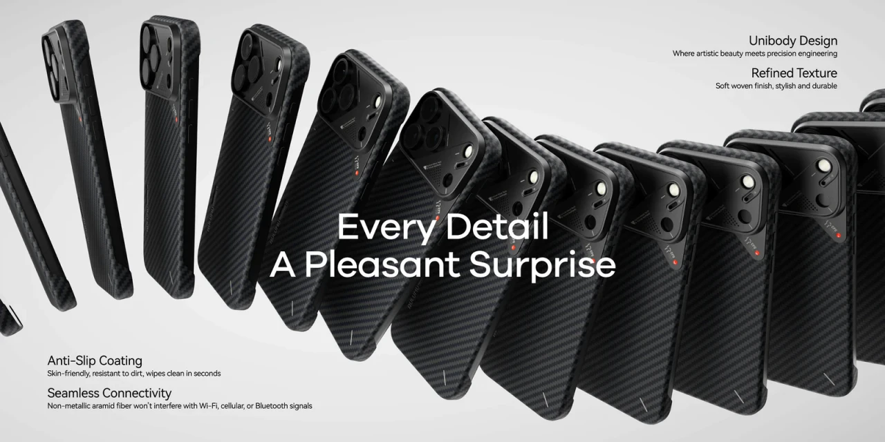 Husa pentru iPhone 17 Air Aulumu A17 din fibra de aramida, Ultra slim, compatibila MagSafe, Racire activa CoolHyper, Cadru camera din Aluminiu, Design rezistent la socuri, Disipare caldura, Protectie premium, Negru A17 AF 10