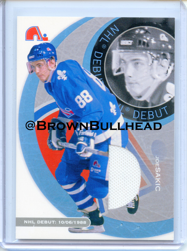 2002 03 BAP First Edition NHL Debut ND 20 Joe Sakic Quebec Nordiques 50 swatch white a
