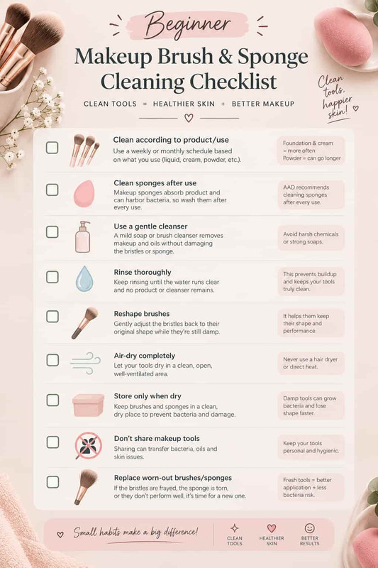 Beginner Makeup Brush & Sponge Cleaning Checklist