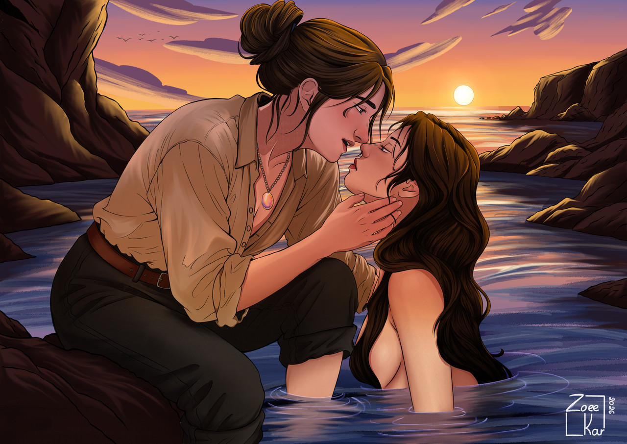 Agatha and Rio in a pirate/mermaid AU