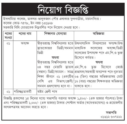Islamia University Job Circular 2022