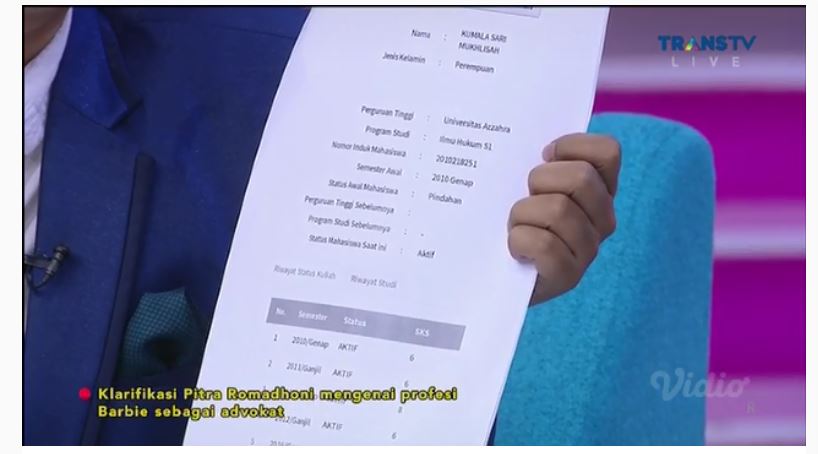 Status Barbie Kumalasari sebagai advokat