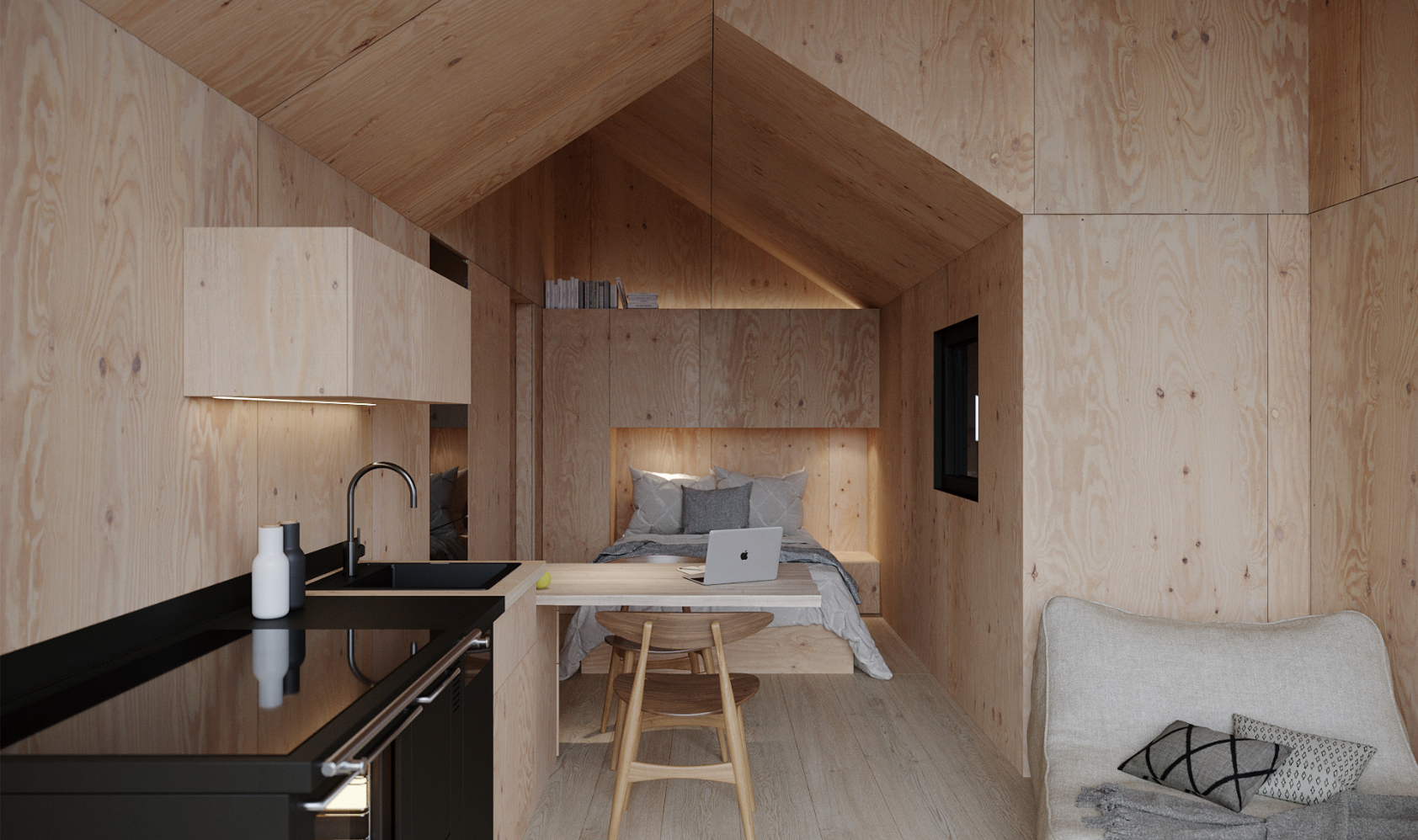 Off-grid mobile cabin with solar-ready roof