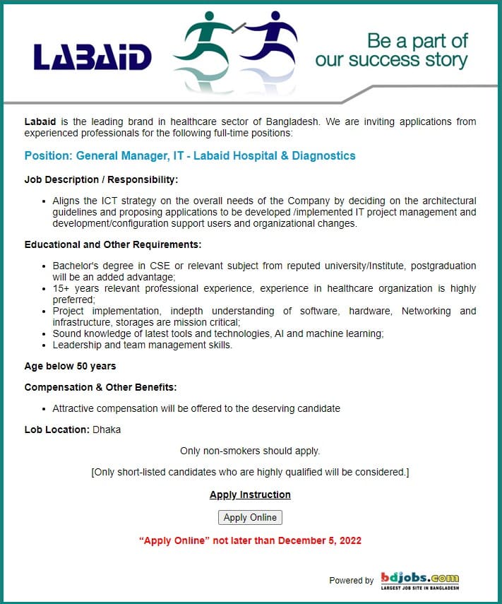 Labaid Socialized Hospital Job Circular 2022