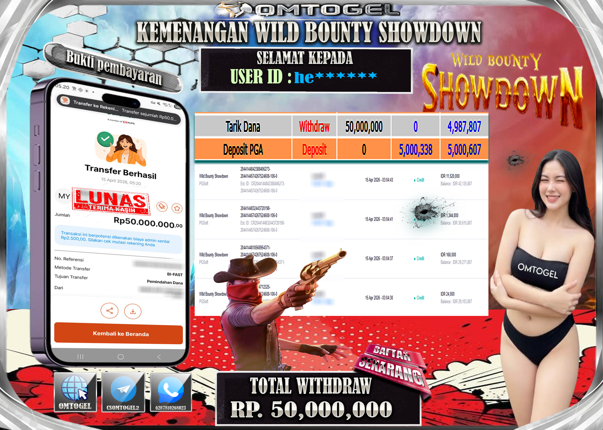 OMTOGEL JACKPOT PG SOFT WILD BOUNTY SHOWDOWN, 50 JUTA DI BAYAR LUNAS ,-