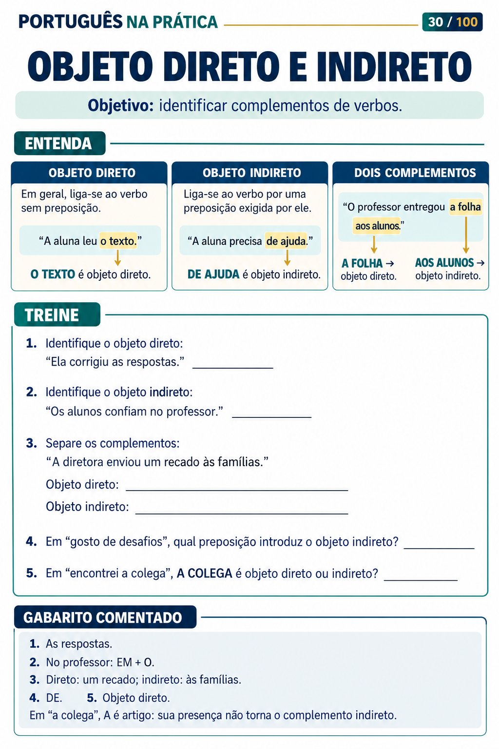 Objeto direto e indireto