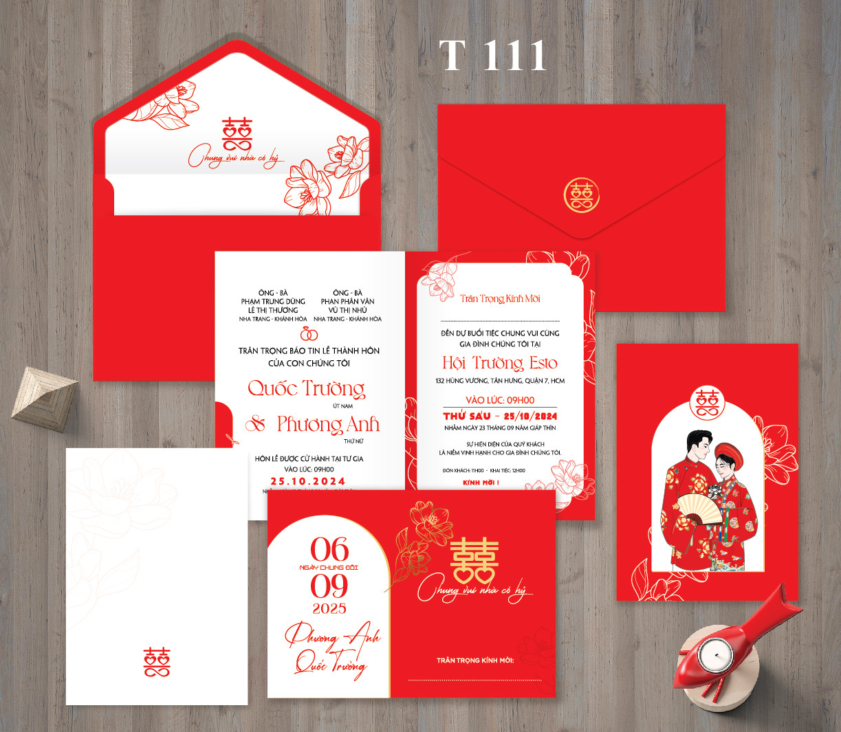 Thiệp đơn giản tone đỏ vòm trắng (T111-01)