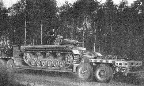 Un trailer Sd Anh 116 transportando un PzKpfw III Ausf c del 35º regimiento panzer