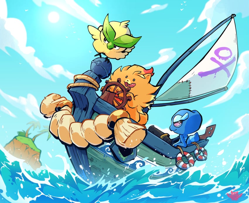 pombon-browt-and-gecqua-pokemon-drawn-by