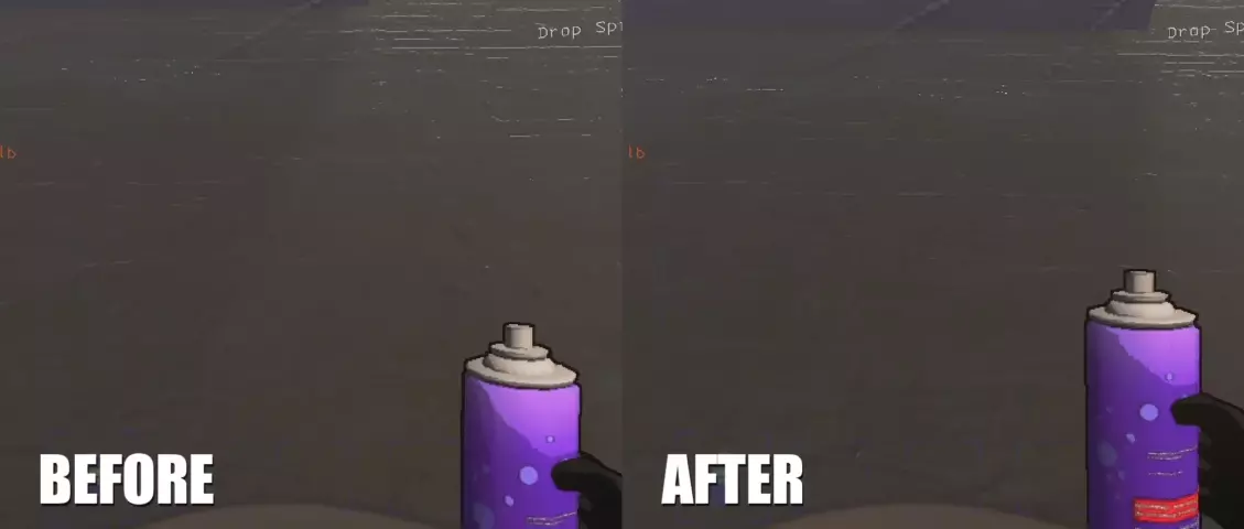 Animated GIF demonstrating the improved spraypaint behavior